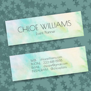 Soft Blue Green Painting Abstract Brush Watercolor Mini Business Card