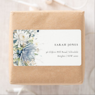 Soft Blue Green Succulent Floral Botanical Address