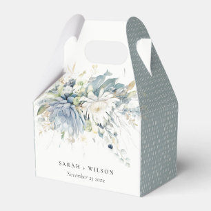 Soft Blue Green Succulent Floral Botanical Wedding Favour Box
