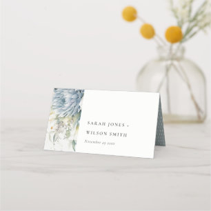 Soft Blue Green Succulent Floral Botanical Wedding Place Card