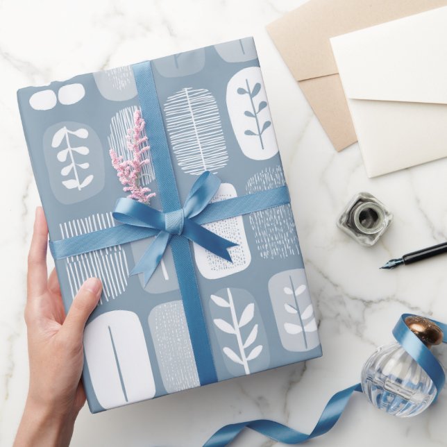 Soft Blue Grey Balance Abstract Pattern Wrapping Paper (Gifting)