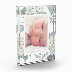 Soft Blue & Grey Vintage Floral Photo Block Frame