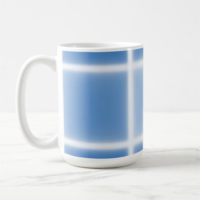 Soft Blue Grid Tile Pattern Coffee Mug (Left)
