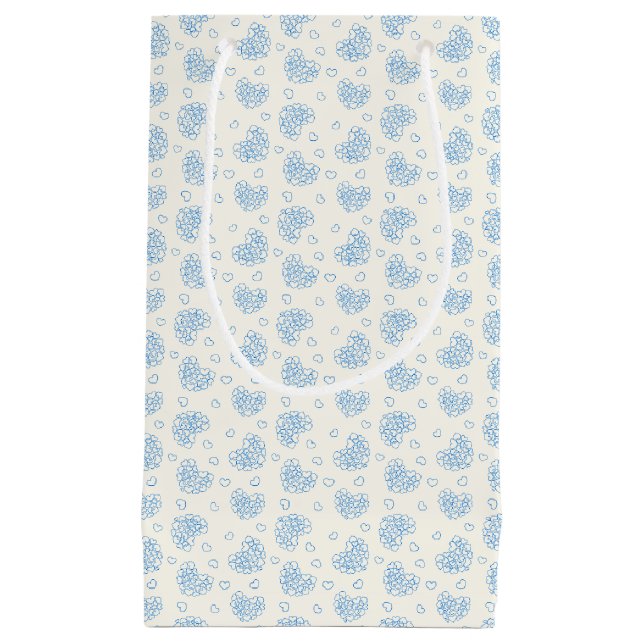 Soft blue hearts pattern &creamy light background  small gift bag (Front)