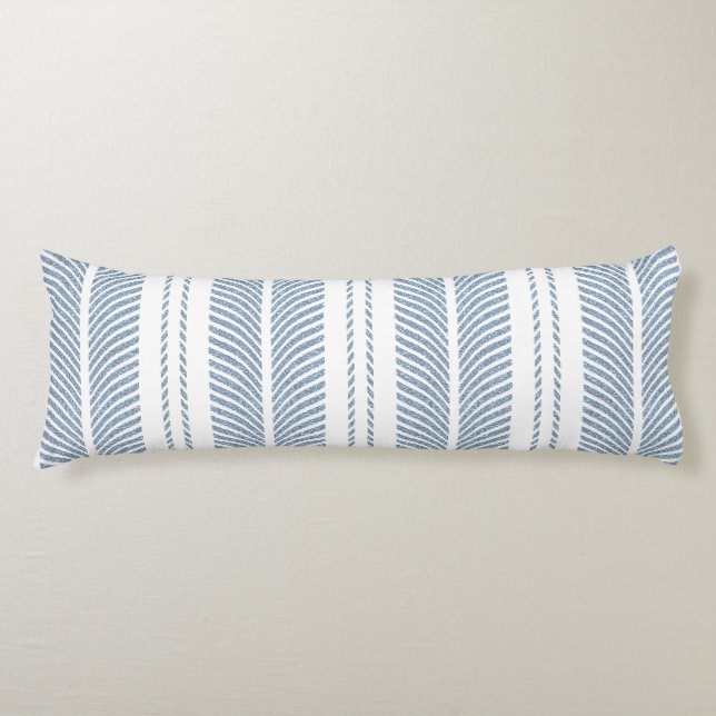 Soft Blue Herringbone Fern Striped Pattern Body Cushion (Front)