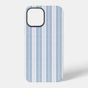Soft Blue Herringbone Fern Striped Pattern iPhone 12 Case