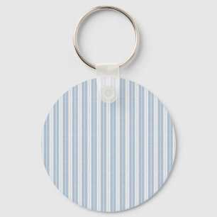Soft Blue Herringbone Fern Striped Pattern Key Ring