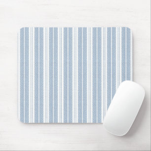 Soft Blue Herringbone Fern Striped Pattern Mouse Mat