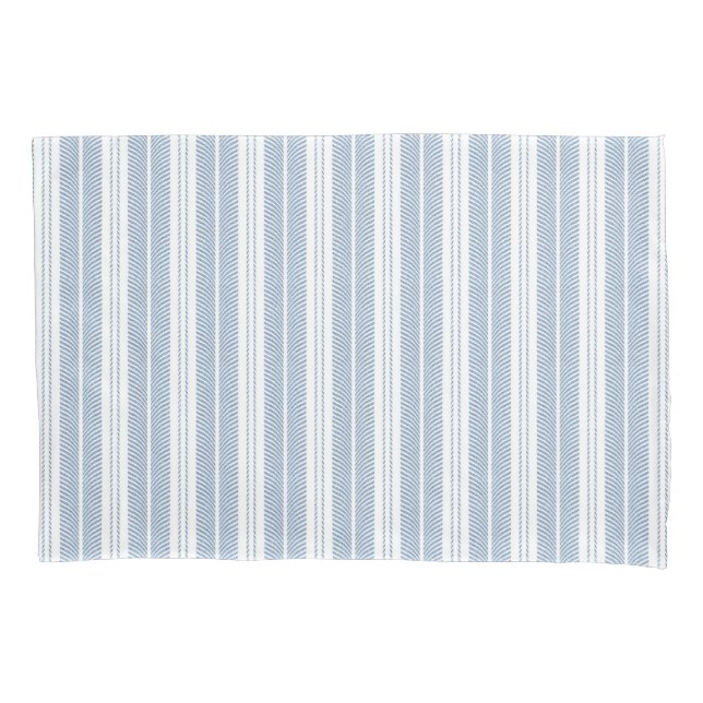 Soft Blue Herringbone Fern Striped Pattern Pillowcase (Front-Left)