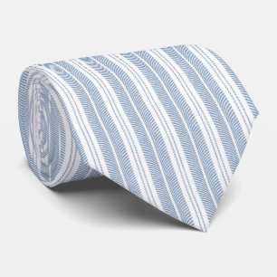 Soft Blue Herringbone Fern Striped Pattern Tie
