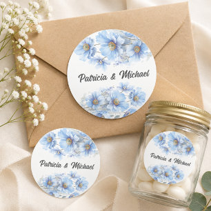 Soft Blue Himalayan Poppy Flower Garden Wedding  Classic Round Sticker