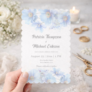 Soft Blue Himalayan Poppy Flower Garden Wedding  Invitation