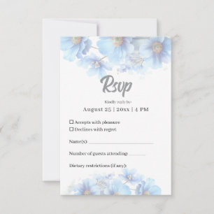 Soft Blue Himalayan Poppy Flower Garden Wedding  RSVP Card