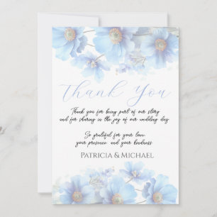 Soft Blue Himalayan Poppy Flower Garden Wedding  Thank You Card