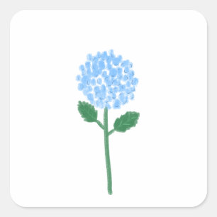 Soft Blue Hydrangea Botanical Gift Square Sticker