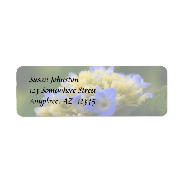 Soft Blue Hydrangea Flower Address Label (Front)