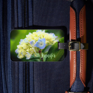 Soft Blue Hydrangea Flower Personalised Luggage Tag