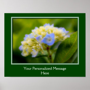 Soft Blue Hydrangea Flower Personalised Poster