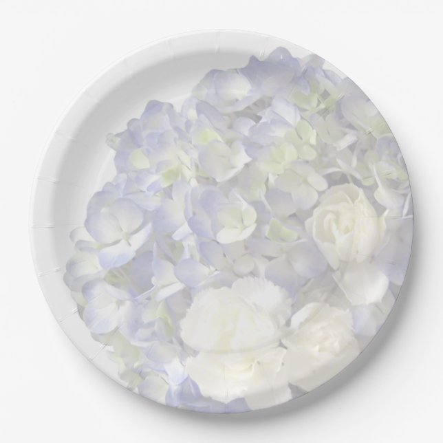 Soft blue hydrangea paper plate (Front)