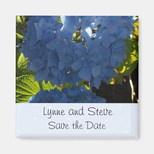 Soft Blue Hydrangea Save the Date Magnet (Front)