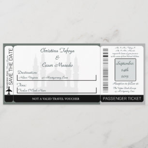 Soft Blue Islami  Boarding Pass Wedding Invitation