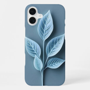 Soft Blue Leaf Pattern iPhone Case