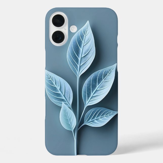 Soft Blue Leaf Pattern iPhone Case (Back)