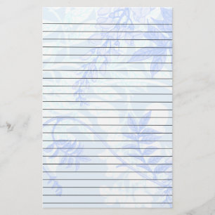 Soft Blue Leaves Lined Stationary Stationery