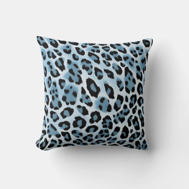 Soft Blue Leopard Print  Cushion (Front)