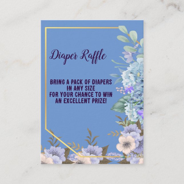 Soft Blue Little Flower Bud Hydrangea Baby Shower Enclosure Card (Front)