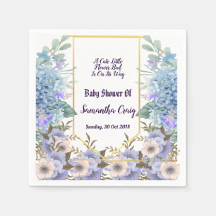 Soft Blue Little Flower Bud Hydrangea Baby Shower Napkin