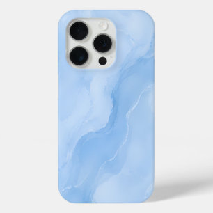 Soft Blue Marble Abstract Pattern iPhone 15 Pro Case