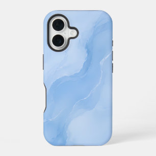 Soft Blue Marble Abstract Pattern iPhone 16 Case