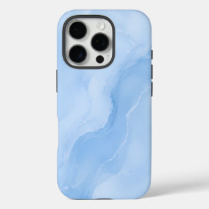 Soft Blue Marble Abstract Pattern iPhone 16 Pro Case