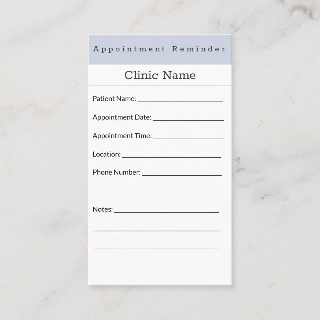 Soft Blue Minimal Appointment Card (Front)