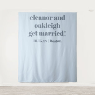 Soft Blue Modern Wedding Custom Photo Backdrop Tapestry