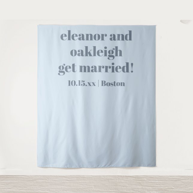 Soft Blue Modern Wedding Custom Photo Backdrop Tapestry (Front)