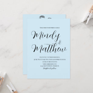 Soft Blue on Black Couple Wedding Invitation