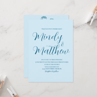 Soft Blue on Blue Couple Wedding Invitation