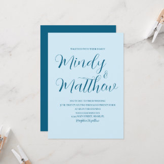 Soft Blue on Blue Wedding Invitation