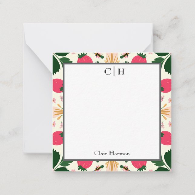 Soft Blue & Orange Abstract Floral Flat  Card (Front)