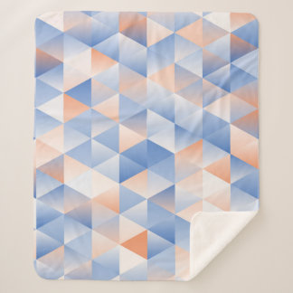 Soft Blue Orange Triangles Sherpa Blanket