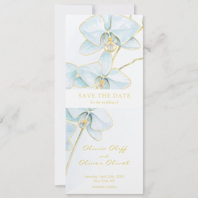 Soft Blue Orchid Save the Date Invitation (Front)
