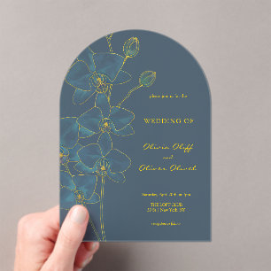 Soft Blue Orchid Wedding Acrylic Invitations