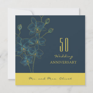 Soft Blue Orchid Wedding Anniversary 50 Years Invitation