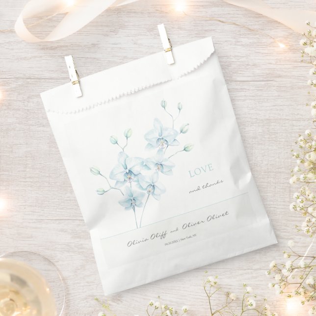 Soft Blue Orchid Wedding Favour Bags (Clipped)