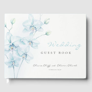 Soft Blue Orchid Wedding  Guest Book