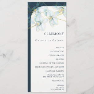 Soft Blue Orchid Wedding Programme