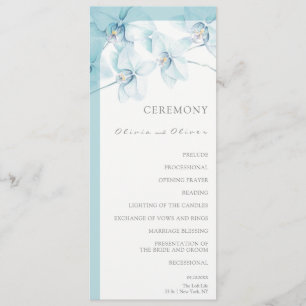 Soft Blue Orchid Wedding Programme