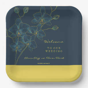 Soft Blue Orchid Wedding Welcome Paper Plate